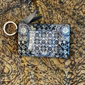 Vera Bradley Black & Blue ID Coin Purse Wallet